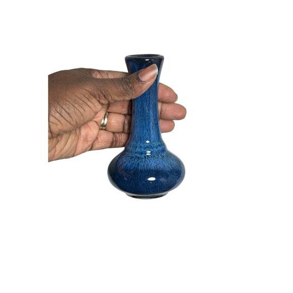 Blue Drip Glaze Bud Vase • Small Ceramic Art Pottery Vase • Handmade Studio Pott - Picture 3 of 6